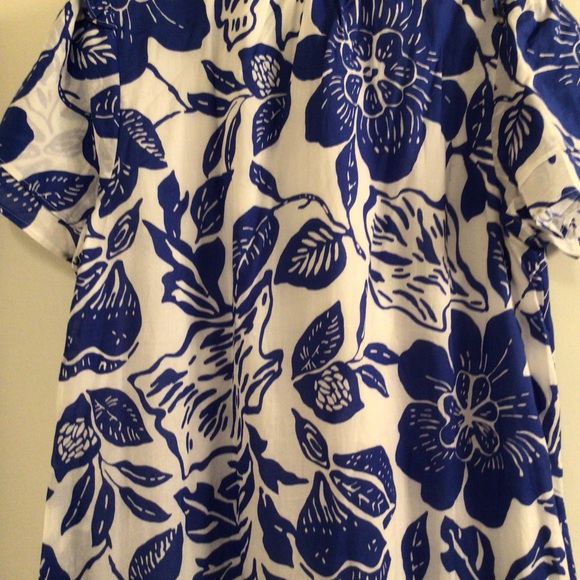 j. marie / Blue & White Floral Maxi Dress - Sz L - Picture 6 of 10